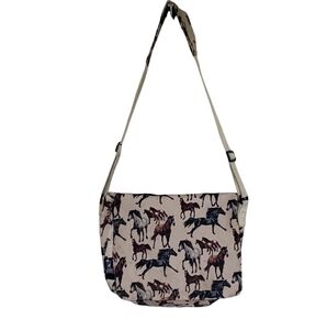 Wildkin Horse Dreams Ivory Brown Messenger Shoulder Laptop Bag Padded Hook Loop